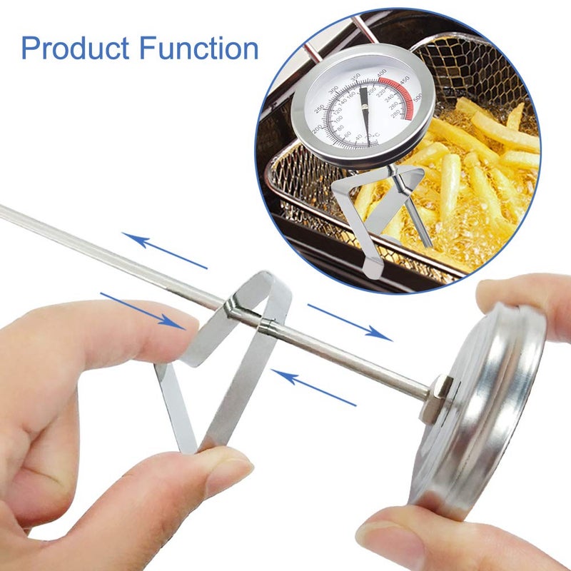 Efeng Deep Fryer/Candy/Turkey Thermometer with Clip&15 inch stem - Professional Kitchen Pot Fryer,Stainless Steel Fry Oil Thermometer for Frying,Candy and Meat Cooking - Image 5